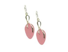 These sophisticated right and left ribbons hug custom Rose Quartz teardrops. They are an elegant earring to convey awareness and their feminine shape enhance the wearer.