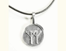 This perfect ancient symbol is the double male bond. What better way to represent this ancient symbol than as an old worn coin. Wear this symbol with pride!