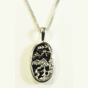 Mountains Majesty! Those far – off vistas represent rising above, overcoming obstacles and the anticipation of a new adventure. Set in classic black stone.