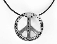 Universal Peace, what better way to express world peace. This Peace necklace is imprinted with peace in many languages Peace!